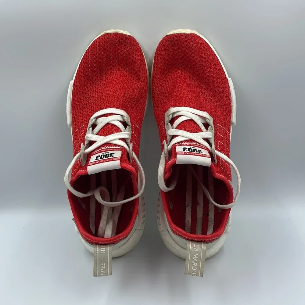 Adidas NMD R1 Red White Running Shoes BD7897 Men's Sz 10